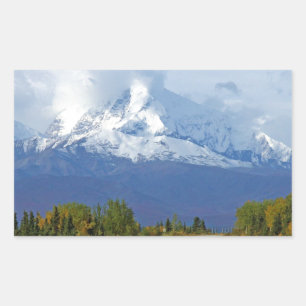Alaska Berge Bäume Naturwald Destination Saison Rechteckiger Aufkleber