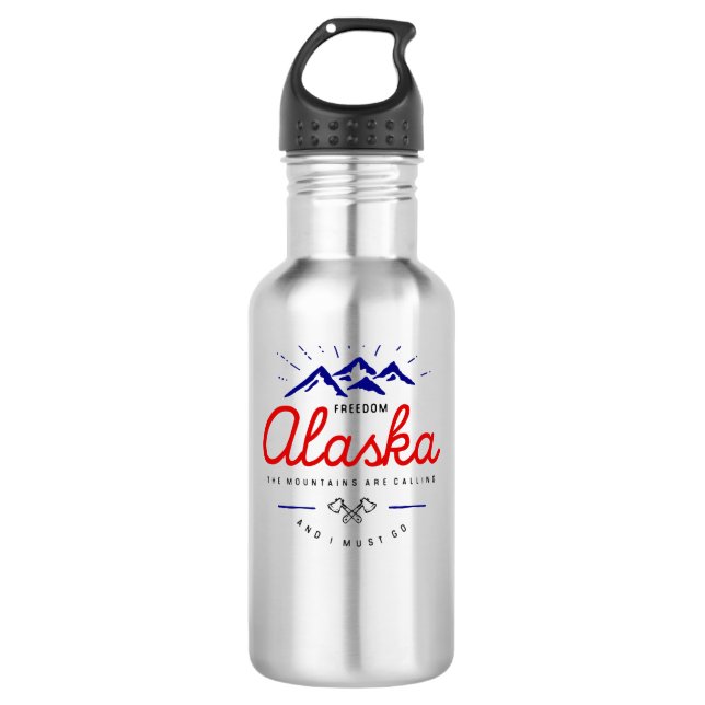 Alaska-Berge fordern, dass ich hellfarbig werde Edelstahlflasche (Vorderseite)