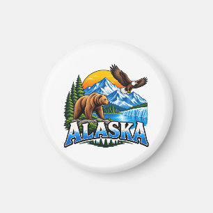 Alaska Berge und Bär Magnet