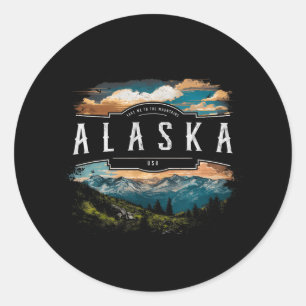 Alaska Berge Usa Wandern Im Freien Vintage Runder Aufkleber