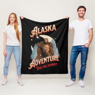 Alaska Bigfoot-Abenteuer Retro-Wilderness-Kunst Fleecedecke