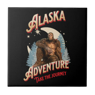 Alaska Bigfoot-Abenteuer Retro-Wilderness-Kunst Fliese