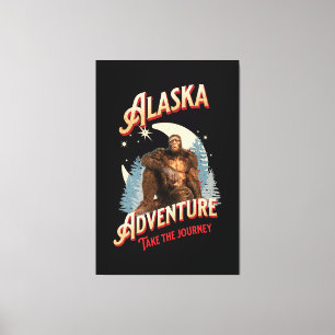 Alaska Bigfoot-Abenteuer Retro-Wilderness-Kunst Leinwanddruck