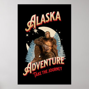 Alaska Bigfoot-Abenteuer Retro-Wilderness-Kunst Poster