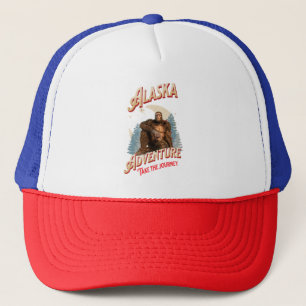 Alaska Bigfoot-Abenteuer Retro-Wilderness-Kunst Truckerkappe