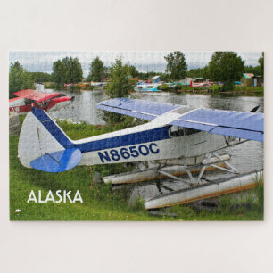 Alaska: Blau-weiß-schwimmendes Flugzeug, Lake Hood Puzzle