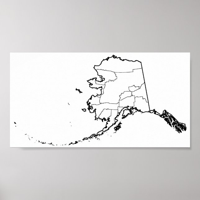 Alaska Boroughs Blank Kontur Map Poster (Vorne)
