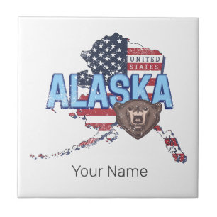 Alaska Bundesstaat Vereinigte Staaten Karte Vintag Fliese