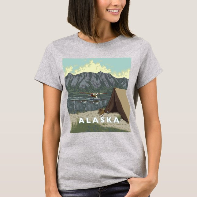 Alaska Bush Flugzeug Geschenke für Frauen Piloten T-Shirt (Vorderseite)