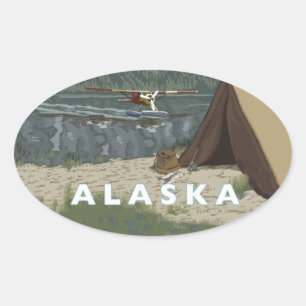 Alaska Bush Flugzeug Souvenirs Ovaler Aufkleber