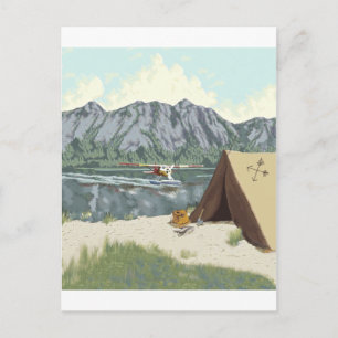 Alaska-Bushflugzeug und Angelreise Postkarte