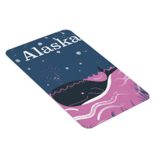 Alaska Cartoon Vintages Wal-Reiseplakat Magnet