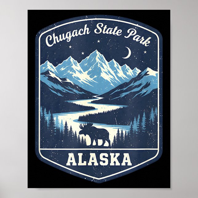 Alaska Chugach State Park Moose Mountain Fluss Poster (Vorne)