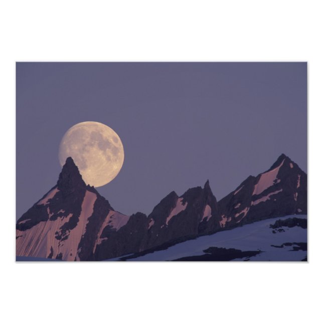 Alaska, Chugatgebirge Vollmond erhebt sich Fotodruck (Vorne)