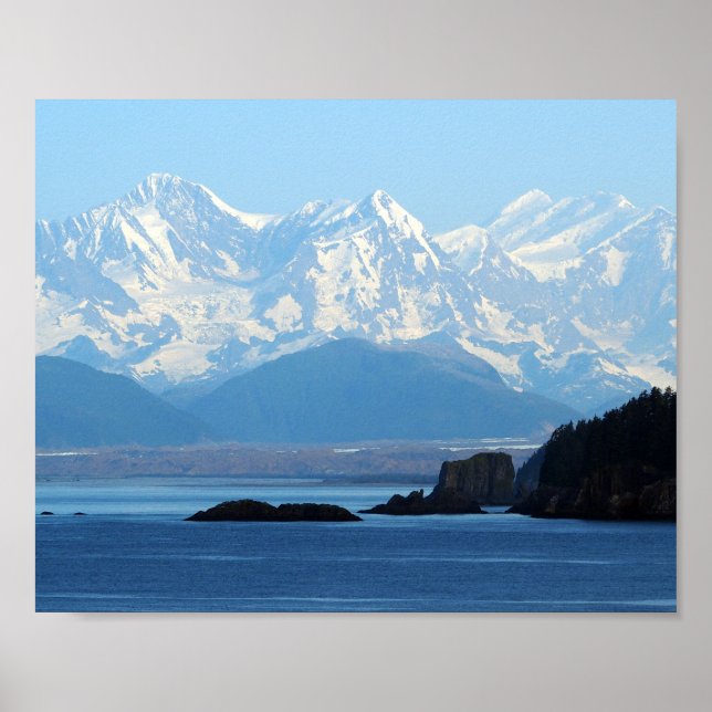 Alaska Coast Mountains Ocean Foto Poster (Vorne)