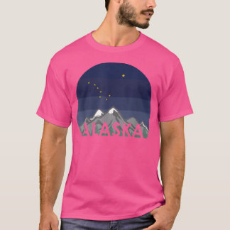 Alaska Cruise Mountains with Alaska Flag Stars Nig T-Shirt