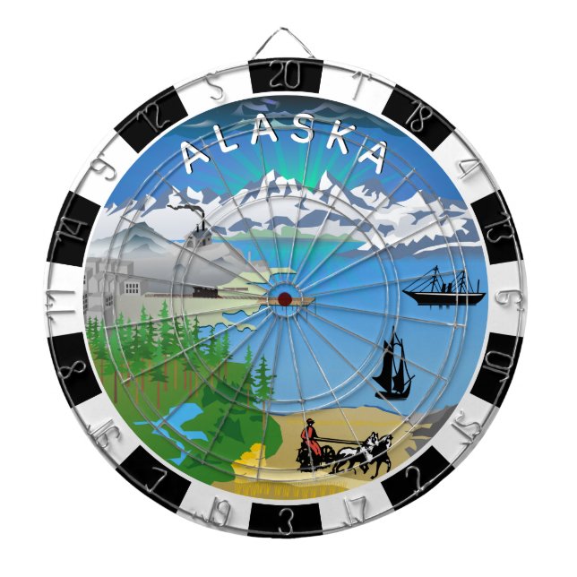 Alaska Dartboard, Flag, Alaskan Darts / Spiel Dartscheibe (vorne)