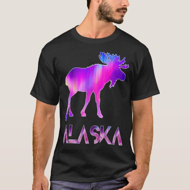 Alaska Day Moose Aurora Borealis T-Shirt (Vorderseite)