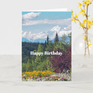 Alaska Denali Landschaft Floral Foto Geburtstag Karte