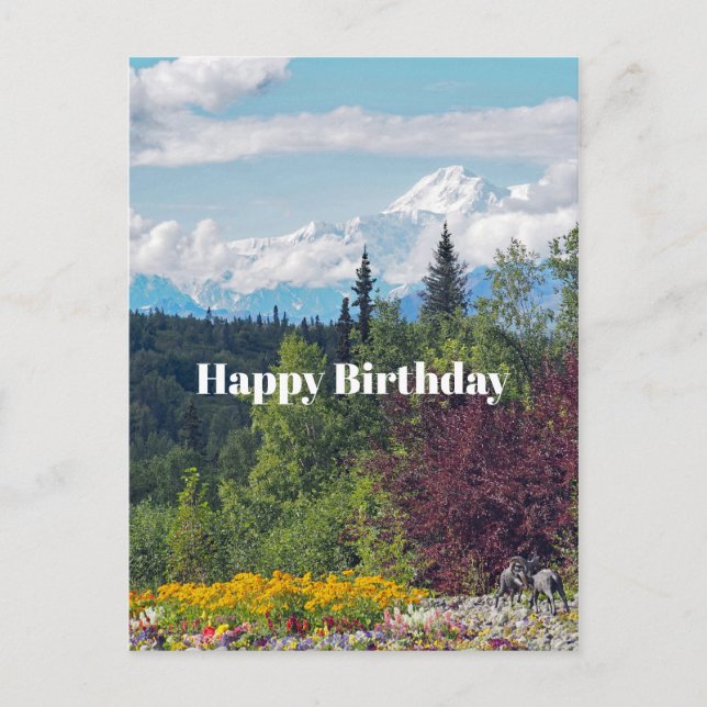 Alaska Denali Landschaft Floral Foto Geburtstag Postkarte (Vorderseite)
