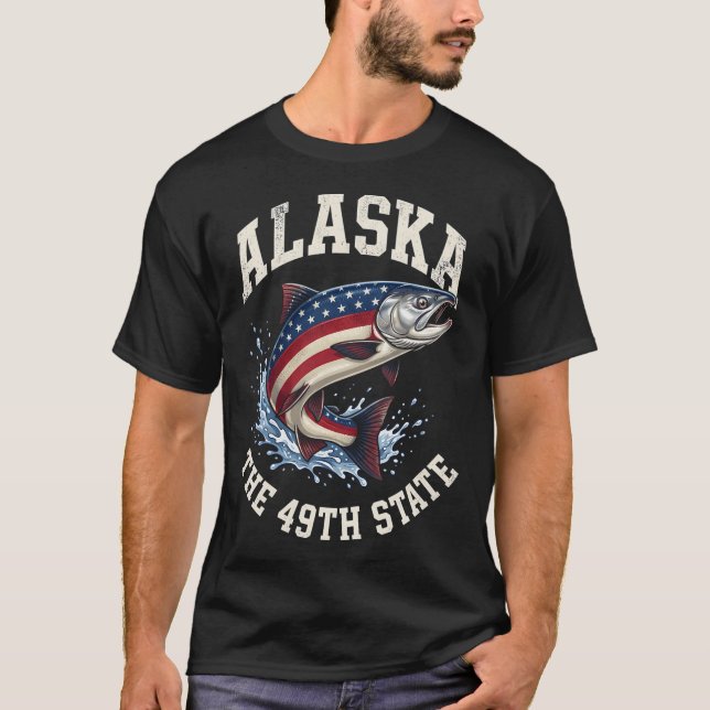 Alaska Der 49. Staat Alaskan Lachsangeln Ameri T-Shirt (Vorderseite)