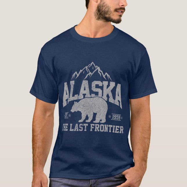 Alaska die letzte Grenze EST 1959 Grizzly Bär T-Shirt (Vorderseite)