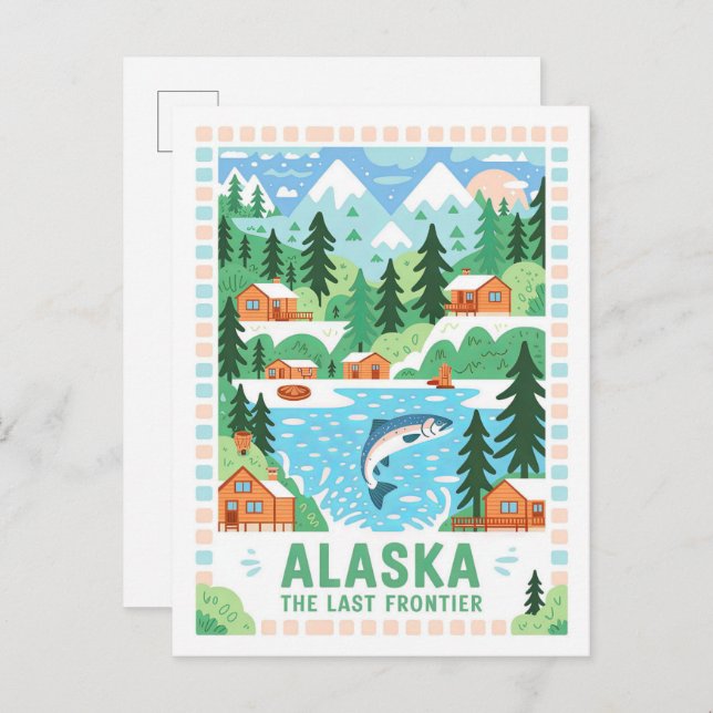 Alaska, die letzte Grenze USA Sommerreise Postkarte (Vorne/Hinten)