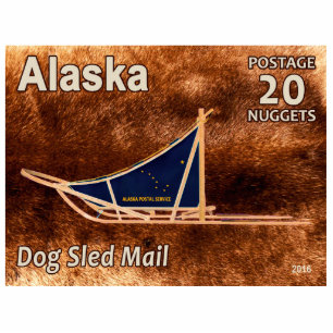 Alaska Dog Sled Mail Postage Briefmarke Fotoskulptur Magnet