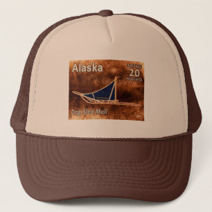 Alaska Dog Sled Mail Postage Briefmarke Truckerkappe