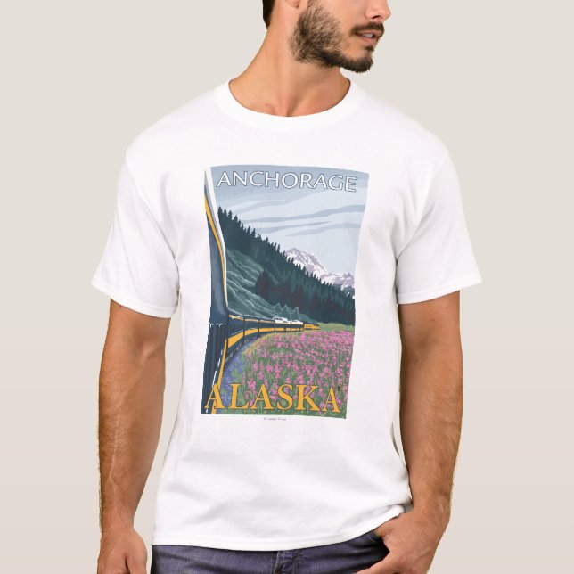 Alaska-Eisenbahn-Szene - Anchorage, Alaska T-Shirt (Vorderseite)