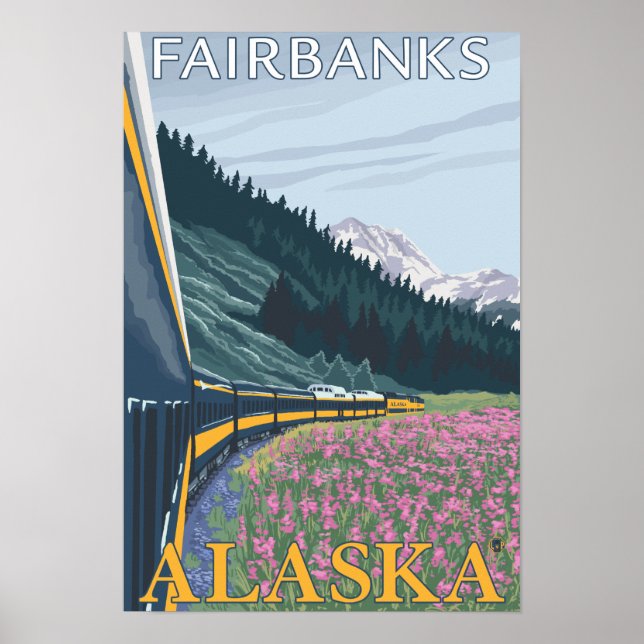 Alaska Eisenbahn Szene - Fairbanks, Alaska Poster (Vorne)