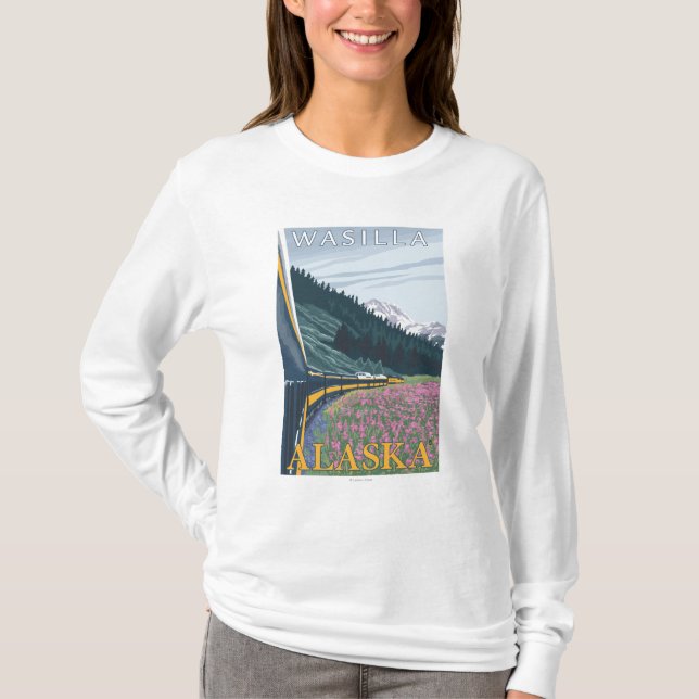 Alaska-Eisenbahn-Szene - Wasilla, Alaska T-Shirt (Vorderseite)