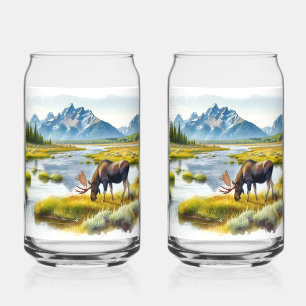 Alaska-Elch-Digital-Wasserfarb-Trinkset Dosenglas