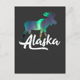 Alaska-Elch mit Aurora-Borealis-Geschenk Postkarte
