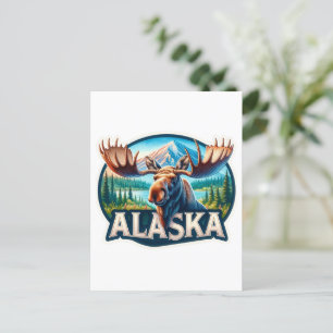 Alaska, Elch, Postüberquerung Postkarte