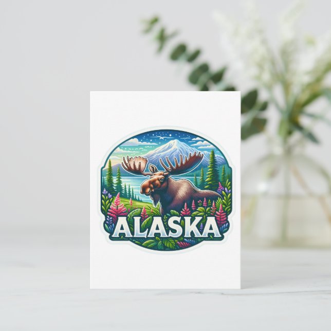 Alaska, Elch, Postüberquerung Postkarte (Stehend Vorderseite)