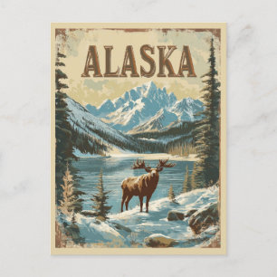 Alaska-Elch-Rustikal-Vintage-Natur-Reise Postkarte