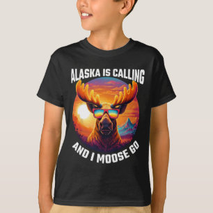 Alaska-Elch-Touristen-Reise Lustiger Elch-Abenteue T-Shirt