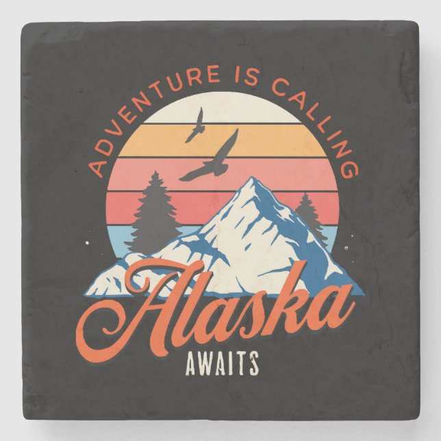 Alaska erwartet dich! steinuntersetzer (Vorderseite)