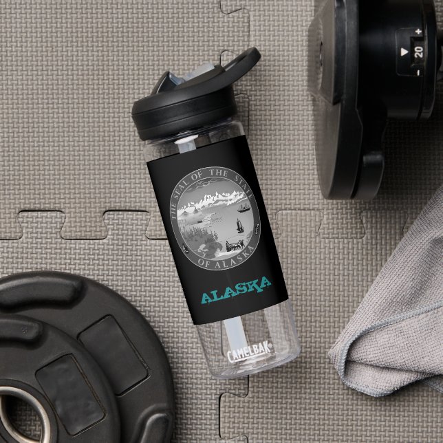 Alaska Fitness & Alaskan Wappen / Flagge Trinkflasche (Fitnessstudio)