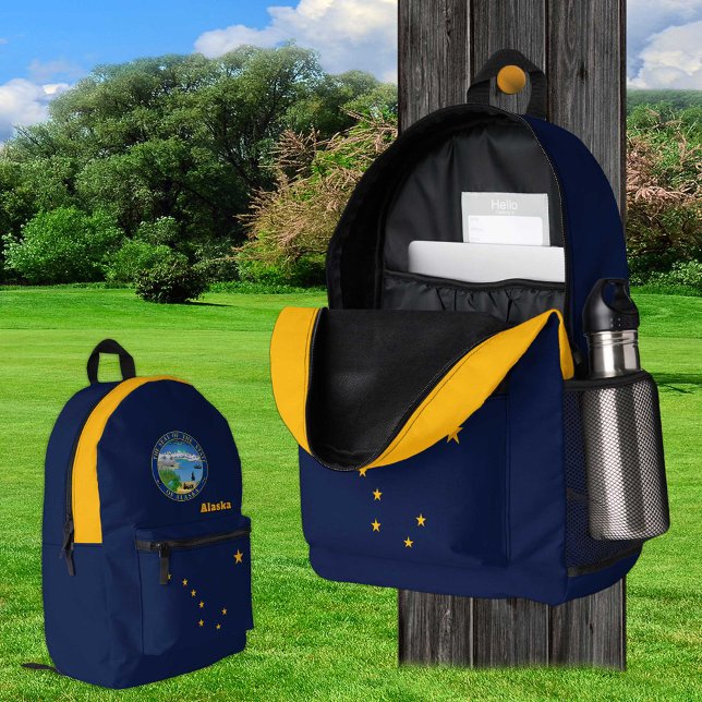 Alaska Flag Backpack, USA & Alaska Bag, Bedruckter Rucksack (Von Creator hochgeladen)