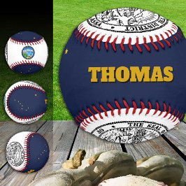 Alaska-Flagge, Alaska, Monogramm/Baseball-Bälle Baseball
