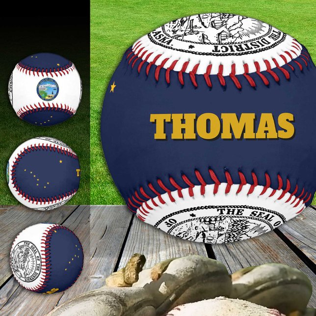 Alaska-Flagge, Alaska, Monogramm/Baseball-Bälle Baseball (Von Creator hochgeladen)