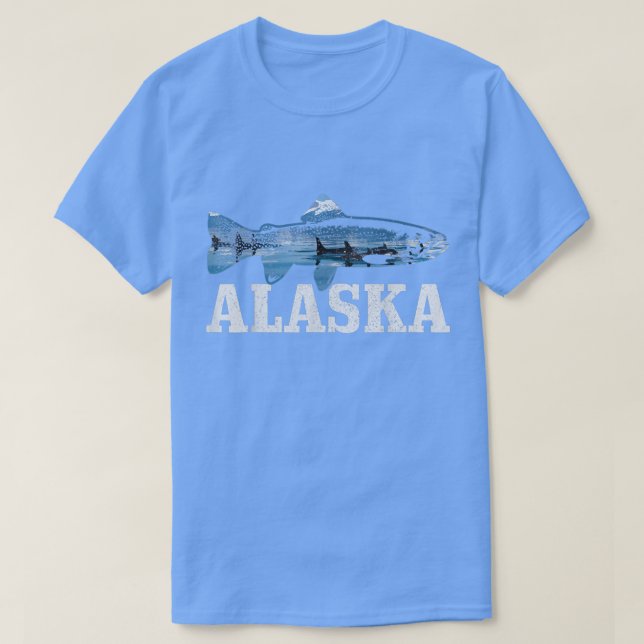 Alaska Foreut Lachs Fischen Orca Whale Na T-Shirt (Design vorne)