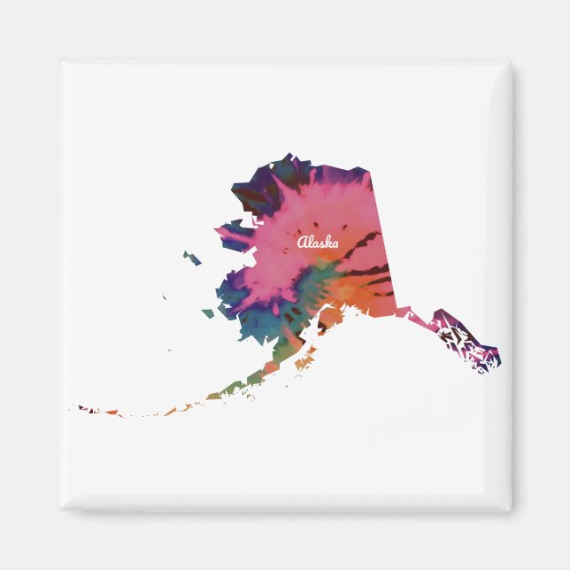 Alaska Gefärbte Krawatte Print Magnet (Vorne)