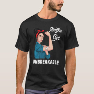 Alaska Girl Unbreakable Alaska Staat Map Flag Souv T-Shirt