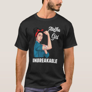 Alaska Girl Unbreakable Alaska Staat Map Flag Souv T-Shirt