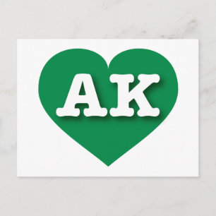 Alaska Green Heart - I Liebe AK Postkarte