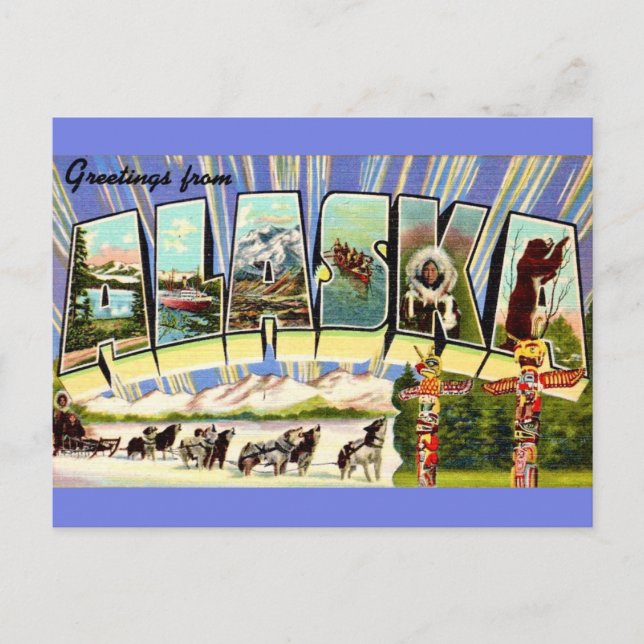 Alaska Gruß Retro Postkarte (Vorderseite)