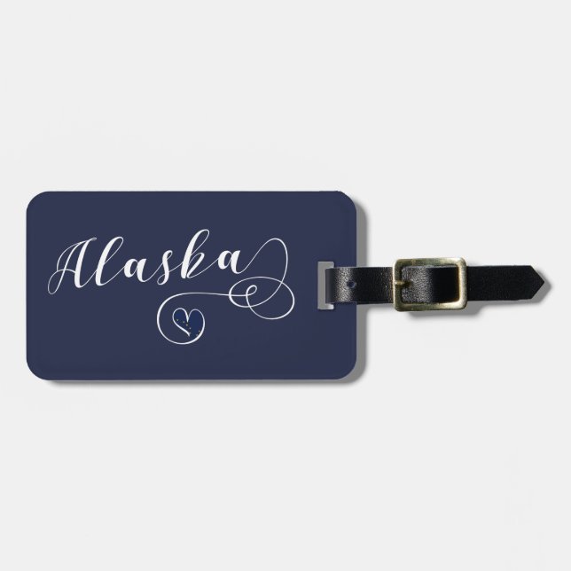 Alaska Heart Luggage Tag Template, Alaskan Gepäckanhänger (Vorderseite horizontal)